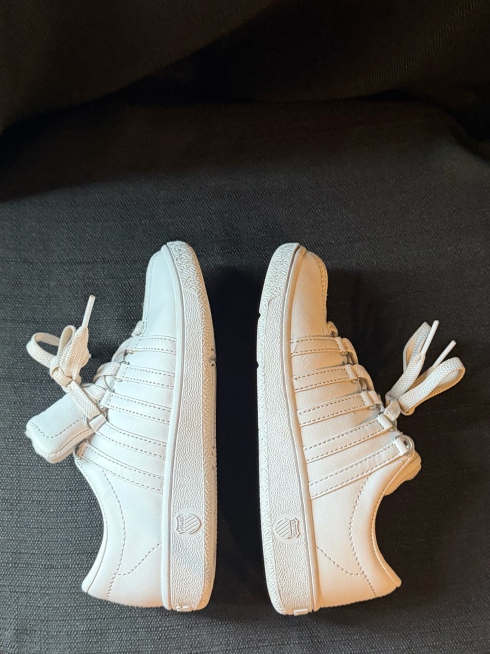 K-Swiss White Kids Leather Lace-Up Sneakers - Picture 10 of 11